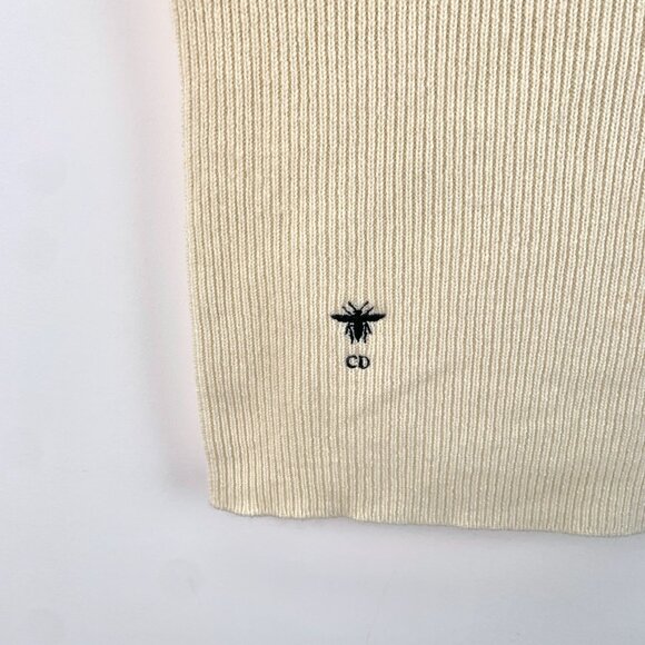 Christian Dior Beige Cashmere Sleeveless Knit Top With Bee Embroidery Size XXS - Picture 4 of 6